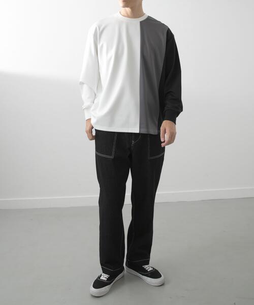 ITEMS URBANRESEARCH（アイテムズ アーバンリサーチ）の「ポンチ切替 ロングスリーブ Tops（Tシャツ/カットソー・メンズ・グレー/ネイビー/ベージュ・LARGE/MEDIUM）」の22枚目の写真