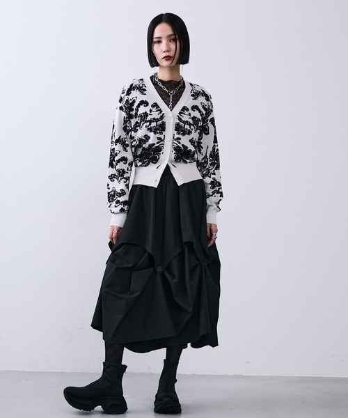 y*m様 断*郎様 eimy istoire♡ Flower motif オフシ セール】フラワージャガード柄ショート丈カーディガン（カーディガン