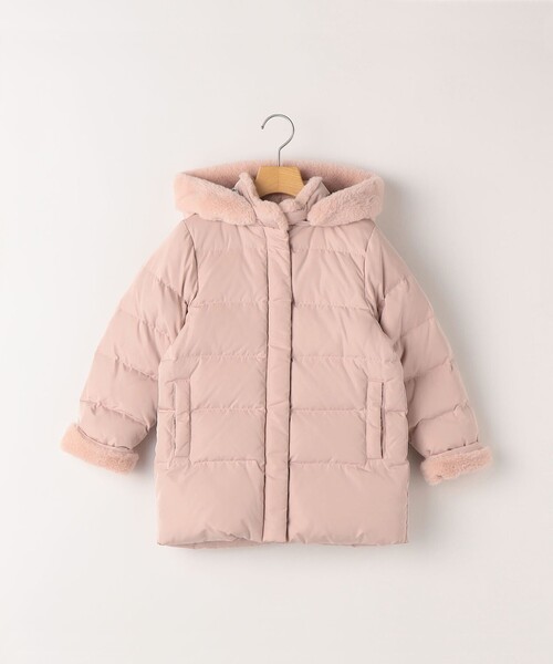 SHIPS（シップス）の「SHIPS KIDS:90cm /〈撥水/手洗い可能〉ミディアム丈 リサイクル ダウン フーディー（ダウンジャケット/コート・キッズ・ネイビー/ピンク・90）」の2枚目の写真