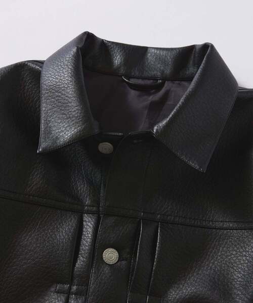 JOURNAL STANDARD relume（ジャーナルスタンダード　レリューム）の「シンセティック レザー トラッカージャケット（その他アウター・メンズ・ブラック/ブラウン・LARGE/MEDIUM）」の5枚目の写真