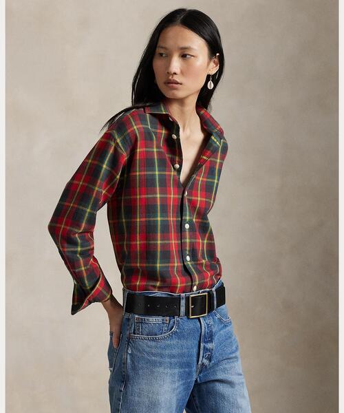 POLO RALPH LAUREN(ポロ ラルフ ローレン)の「リラックス フィット チェック コットン ツイル シャツ(シャツ/ブラウス・レディース・レッド・XXS/XS/S/M/L/XL)」の1枚目の写真