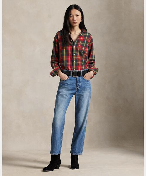 POLO RALPH LAUREN(ポロ ラルフ ローレン)の「リラックス フィット チェック コットン ツイル シャツ(シャツ/ブラウス・レディース・レッド・XXS/XS/S/M/L/XL)」の3枚目の写真