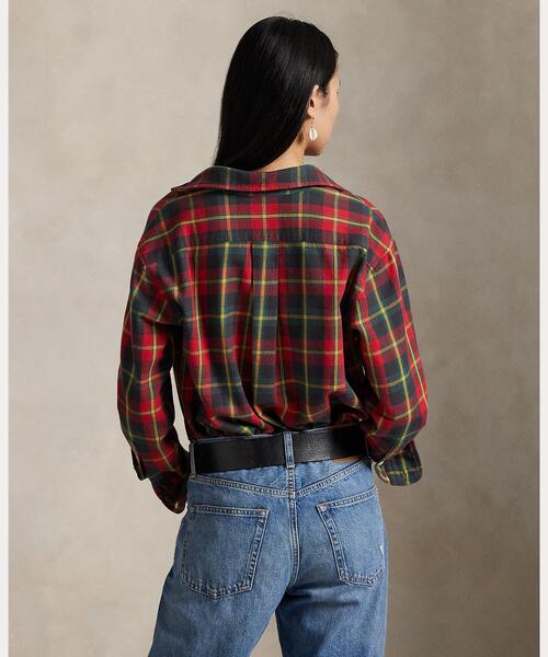 POLO RALPH LAUREN(ポロ ラルフ ローレン)の「リラックス フィット チェック コットン ツイル シャツ(シャツ/ブラウス・レディース・レッド・XXS/XS/S/M/L/XL)」の4枚目の写真