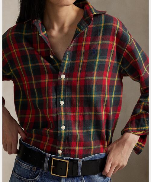 POLO RALPH LAUREN(ポロ ラルフ ローレン)の「リラックス フィット チェック コットン ツイル シャツ(シャツ/ブラウス・レディース・レッド・XXS/XS/S/M/L/XL)」の5枚目の写真