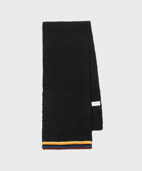 未使用級 ポールスミス アーティストストライプ カシミヤ100% ニット アーティストストライプ ニットスカーフ【250423】（マフラー）｜Paul