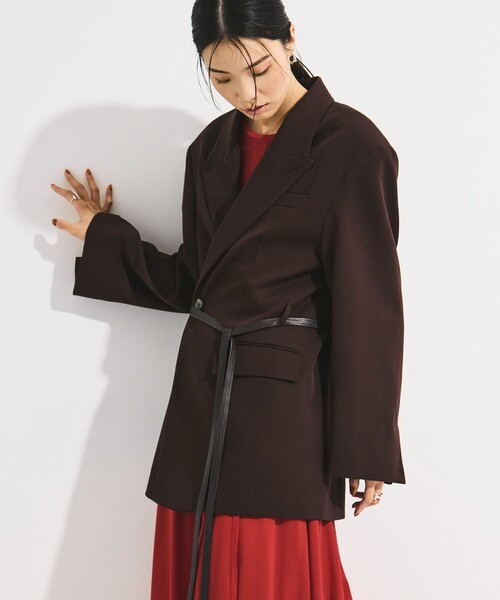 STUDIOUS（ステュディオス）の「【STUDIOUS/ステュディオス】Oversized Tailored Jacket/オーバーサイズテーラードジャケット（その他アウター・レディース・ダークグレー/ベージュ/ワイン・1/2）」の21枚目の写真