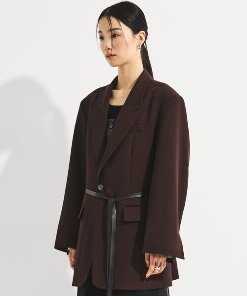STUDIOUS（ステュディオス）の「【STUDIOUS/ステュディオス】Oversized Tailored Jacket/オーバーサイズテーラードジャケット（その他アウター・レディース・ダークグレー/ベージュ/ワイン・1/2）」の16枚目の写真
