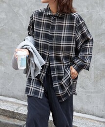チェックスプレッドカラーシャツ