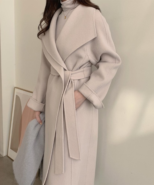 FREE STYLISTS（フリー スタイリスト）の「YUGA_YGMC Hoodie wool coat（チェスターコート・レディース・オフホワイト/キャメル・FREE）」の2枚目の写真