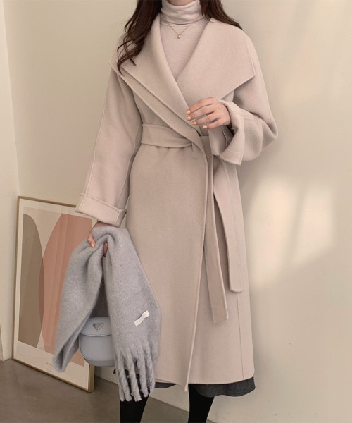 FREE STYLISTS（フリー スタイリスト）の「YUGA_YGMC Hoodie wool coat（チェスターコート・レディース・オフホワイト/キャメル・FREE）」の5枚目の写真