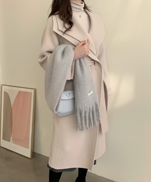 FREE STYLISTS（フリー スタイリスト）の「YUGA_YGMC Hoodie wool coat（チェスターコート・レディース・オフホワイト/キャメル・FREE）」の10枚目の写真