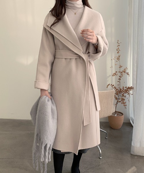 FREE STYLISTS（フリー スタイリスト）の「YUGA_YGMC Hoodie wool coat（チェスターコート・レディース・オフホワイト/キャメル・FREE）」の12枚目の写真