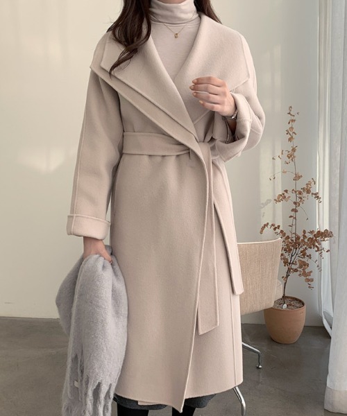 FREE STYLISTS（フリー スタイリスト）の「YUGA_YGMC Hoodie wool coat（チェスターコート・レディース・オフホワイト/キャメル・FREE）」の6枚目の写真