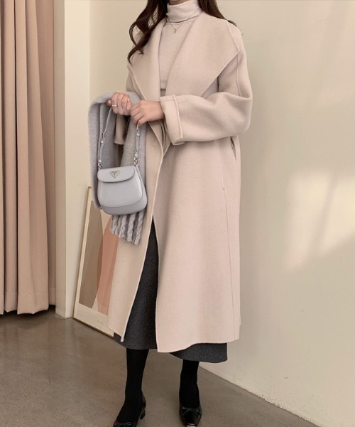 FREE STYLISTS（フリー スタイリスト）の「YUGA_YGMC Hoodie wool coat（チェスターコート・レディース・オフホワイト/キャメル・FREE）」の8枚目の写真