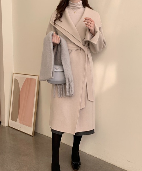 FREE STYLISTS（フリー スタイリスト）の「YUGA_YGMC Hoodie wool coat（チェスターコート・レディース・オフホワイト/キャメル・FREE）」の9枚目の写真