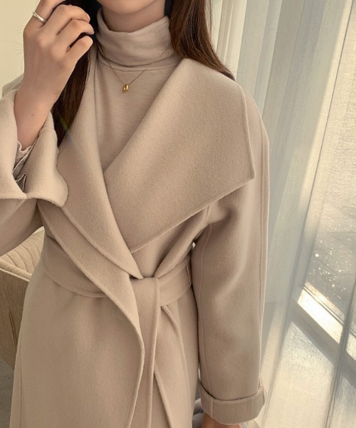 FREE STYLISTS（フリー スタイリスト）の「YUGA_YGMC Hoodie wool coat（チェスターコート・レディース・オフホワイト/キャメル・FREE）」の19枚目の写真