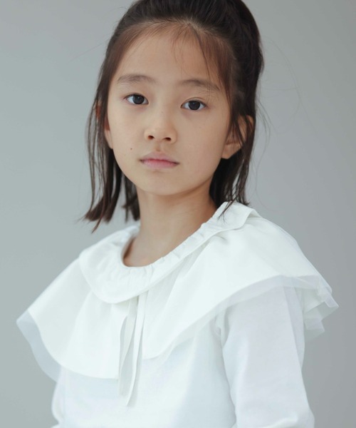 BRANSHES（ブランシェス）の「【b.+A】金子綾/チュール付け襟（付け襟・キッズ・オフホワイト/ブラック・M/L）」の2枚目の写真