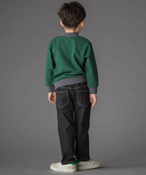 BeBe Petits Pois Vert(ベベプチポワヴェール)の「フロッキープリントストレッチロングデニムパンツ(95~160cm)(デニムパンツ・キッズ・ネイビー/ブラック・100cm/110cm/95cm/130cm/160cm/120cm/150cm/140cm)」の5枚目の写真