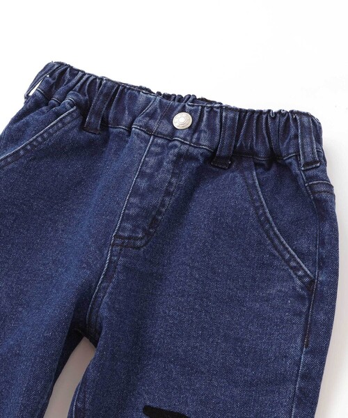 BeBe Petits Pois Vert(ベベプチポワヴェール)の「フロッキープリントストレッチロングデニムパンツ(95~160cm)(デニムパンツ・キッズ・ネイビー/ブラック・100cm/110cm/95cm/130cm/160cm/120cm/150cm/140cm)」の13枚目の写真