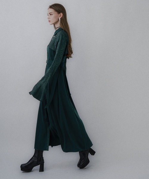 HARE（ハレ）の「ジャガードチャイナボレロワンピース(HARE)（ワンピース・レディース・グリーン/ブラック/ボルドー・FREE）」の6枚目の写真