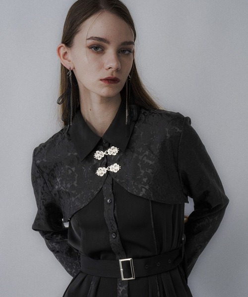 HARE（ハレ）の「ジャガードチャイナボレロワンピース(HARE)（ワンピース・レディース・グリーン/ブラック/ボルドー・FREE）」の9枚目の写真