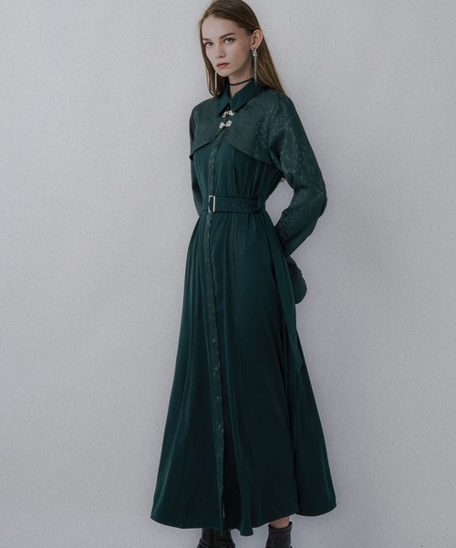 HARE（ハレ）の「ジャガードチャイナボレロワンピース(HARE)（ワンピース・レディース・グリーン/ブラック/ボルドー・FREE）」の10枚目の写真