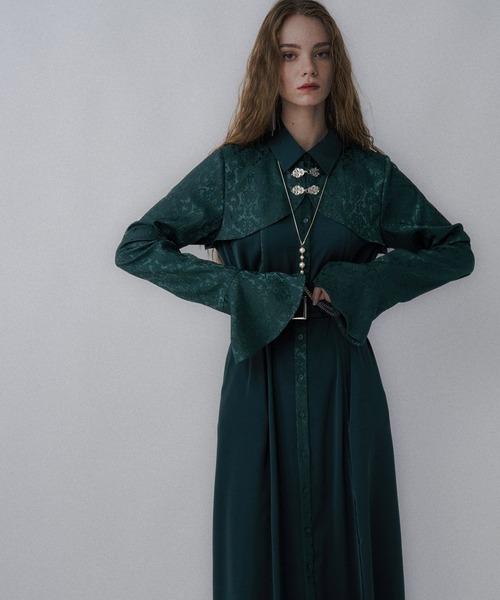 HARE（ハレ）の「ジャガードチャイナボレロワンピース(HARE)（ワンピース・レディース・グリーン/ブラック/ボルドー・FREE）」の12枚目の写真