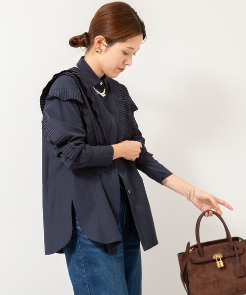 セール】【MARILYN MOON/マリリーンムーン】Vタックフリルブラウス