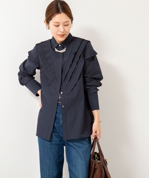 セール】【MARILYN MOON/マリリーンムーン】Vタックフリルブラウス