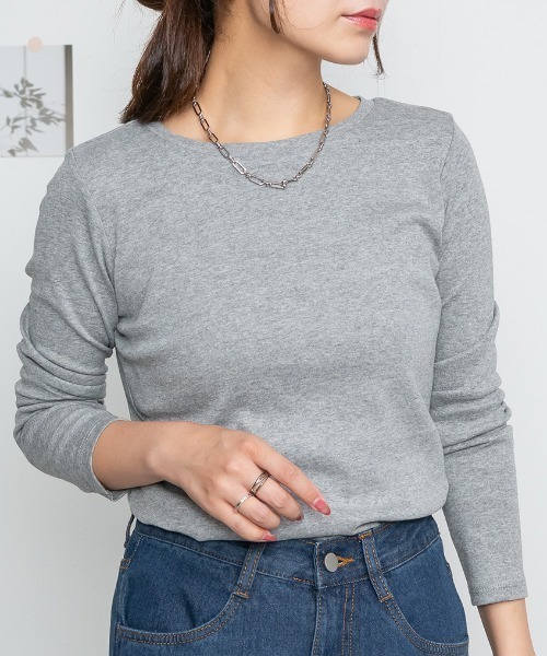 RCD(アールシーディー)の「ロングスリーブコンパクトTシャツ(Tシャツ/カットソー・レディース・グレイッシュベージュ/オフホワイト/チャコールグレー/杢グレー/ブラック・L/4L/3L/LL/M)」の5枚目の写真
