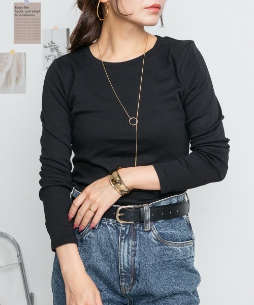 RCD(アールシーディー)の「ロングスリーブコンパクトTシャツ(Tシャツ/カットソー・レディース・グレイッシュベージュ/オフホワイト/チャコールグレー/杢グレー/ブラック・L/4L/3L/LL/M)」の9枚目の写真