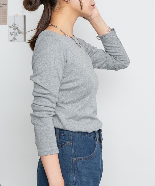 RCD(アールシーディー)の「ロングスリーブコンパクトTシャツ(Tシャツ/カットソー・レディース・グレイッシュベージュ/オフホワイト/チャコールグレー/杢グレー/ブラック・L/4L/3L/LL/M)」の19枚目の写真