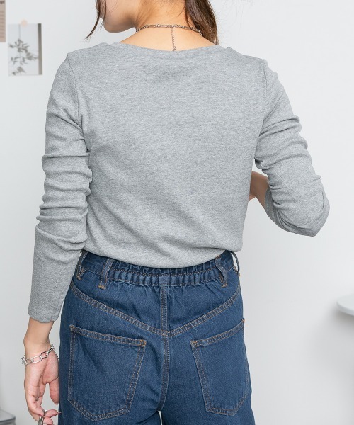 RCD(アールシーディー)の「ロングスリーブコンパクトTシャツ(Tシャツ/カットソー・レディース・グレイッシュベージュ/オフホワイト/チャコールグレー/杢グレー/ブラック・L/4L/3L/LL/M)」の20枚目の写真