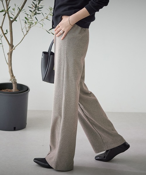 ReDial(リダイアル)の「ウールライクワイドパンツ(スラックス・レディース・杢グレー/ブラウン/ブラック/ベージュ・M/L/LL/3L)」の4枚目の写真