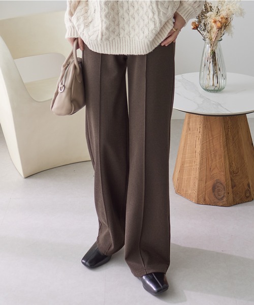 ReDial(リダイアル)の「ウールライクワイドパンツ(スラックス・レディース・杢グレー/ブラウン/ブラック/ベージュ・M/L/LL/3L)」の6枚目の写真