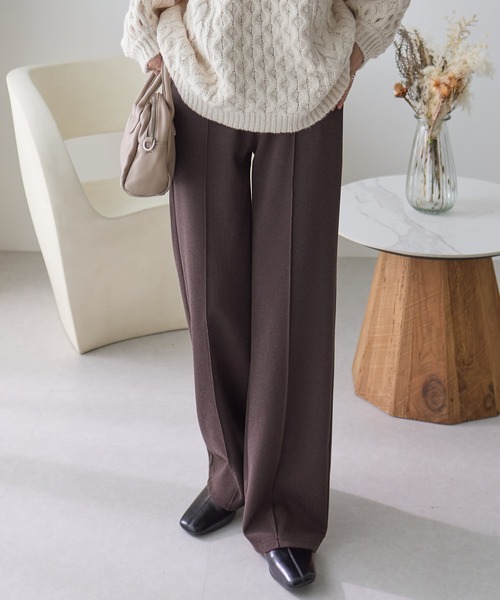 ReDial(リダイアル)の「ウールライクワイドパンツ(スラックス・レディース・杢グレー/ブラウン/ブラック/ベージュ・M/L/LL/3L)」の7枚目の写真