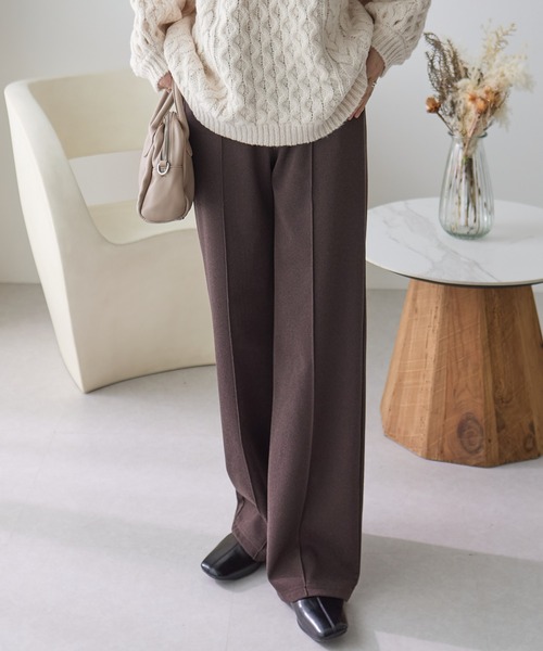 ReDial(リダイアル)の「ウールライクワイドパンツ(スラックス・レディース・杢グレー/ブラウン/ブラック/ベージュ・M/L/LL/3L)」の8枚目の写真