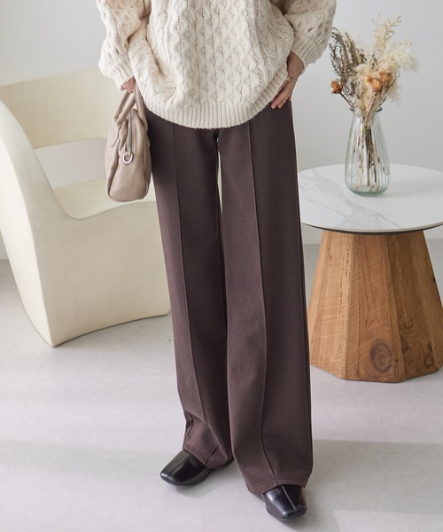 ReDial(リダイアル)の「ウールライクワイドパンツ(スラックス・レディース・杢グレー/ブラウン/ブラック/ベージュ・M/L/LL/3L)」の9枚目の写真