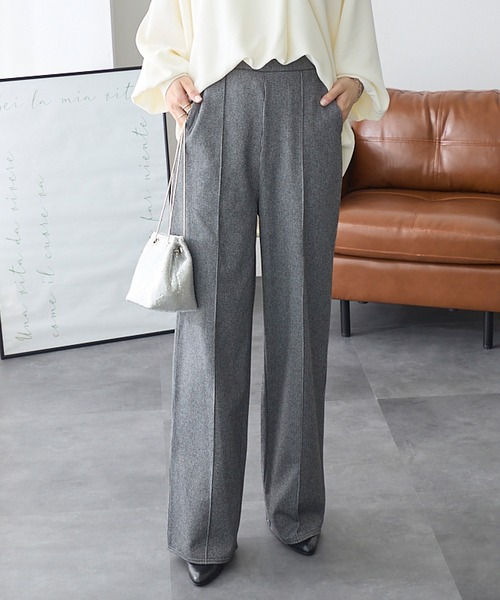 ReDial(リダイアル)の「ウールライクワイドパンツ(スラックス・レディース・杢グレー/ブラウン/ブラック/ベージュ・M/L/LL/3L)」の16枚目の写真