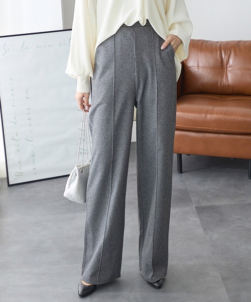 ReDial(リダイアル)の「ウールライクワイドパンツ(スラックス・レディース・杢グレー/ブラウン/ブラック/ベージュ・M/L/LL/3L)」の19枚目の写真