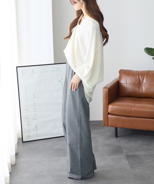 ReDial(リダイアル)の「ウールライクワイドパンツ(スラックス・レディース・杢グレー/ブラウン/ブラック/ベージュ・M/L/LL/3L)」の22枚目の写真