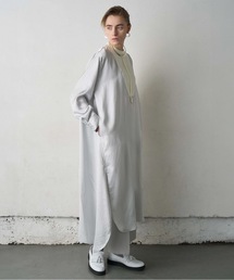 canaco_（カナコ）の「canaco_:ノーカラーストライプサテンシャツドレス  NO-COLLAR SHIRTS DRESS（ワンピース）」