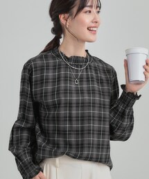 ハイネック」に該当するレディースのシャツ/ブラウス（チェック柄