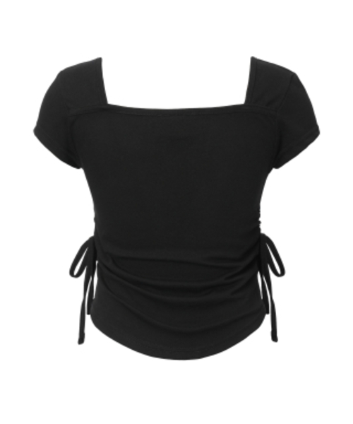 KHAKIPOINT(カーキポイント)の「Ribbon Shirring T-shirt (black)(Tシャツ/カットソー・レディース・その他・FREE)」の3枚目の写真