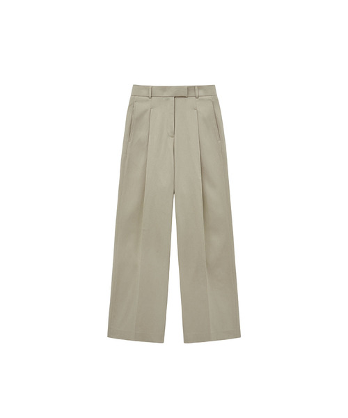 SIYAZU(シヤジュ)の「SIPT7169 セミブーツカットソフトコットンパンツ_アッシュベージュ(その他パンツ・レディース・グレイッシュベージュ・SMALL/MEDIUM/LARGE)」の1枚目の写真