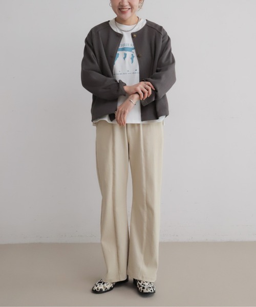 NOMBRE IMPAIR(ノンブルアンペール)の「ナミナミカットダブル ノーカラーショートジャケット(ノーカラージャケット・レディース・チャコールグレー/ベージュ・FREE)」の10枚目の写真