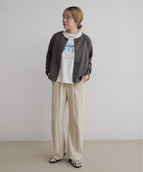NOMBRE IMPAIR(ノンブルアンペール)の「ナミナミカットダブル ノーカラーショートジャケット(ノーカラージャケット・レディース・チャコールグレー/ベージュ・FREE)」の16枚目の写真