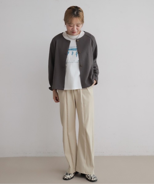 NOMBRE IMPAIR(ノンブルアンペール)の「ナミナミカットダブル ノーカラーショートジャケット(ノーカラージャケット・レディース・チャコールグレー/ベージュ・FREE)」の11枚目の写真