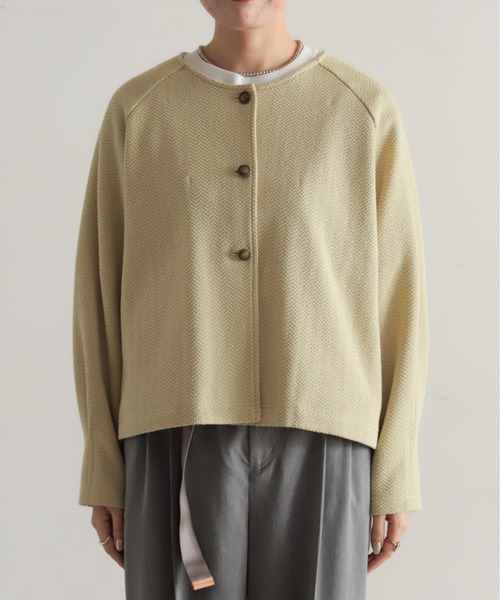 NOMBRE IMPAIR(ノンブルアンペール)の「ナミナミカットダブル ノーカラーショートジャケット(ノーカラージャケット・レディース・チャコールグレー/ベージュ・FREE)」の5枚目の写真