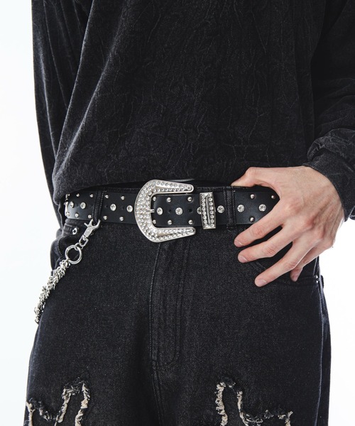 SHORT ROUND（ショートラウンド）の「Mｸﾛｽﾓﾁｰﾌｽﾋﾞｼﾞｭｰﾍﾞﾙﾄ（ベルト・メンズ・ブラック/ホワイト・FREE）」の8枚目の写真